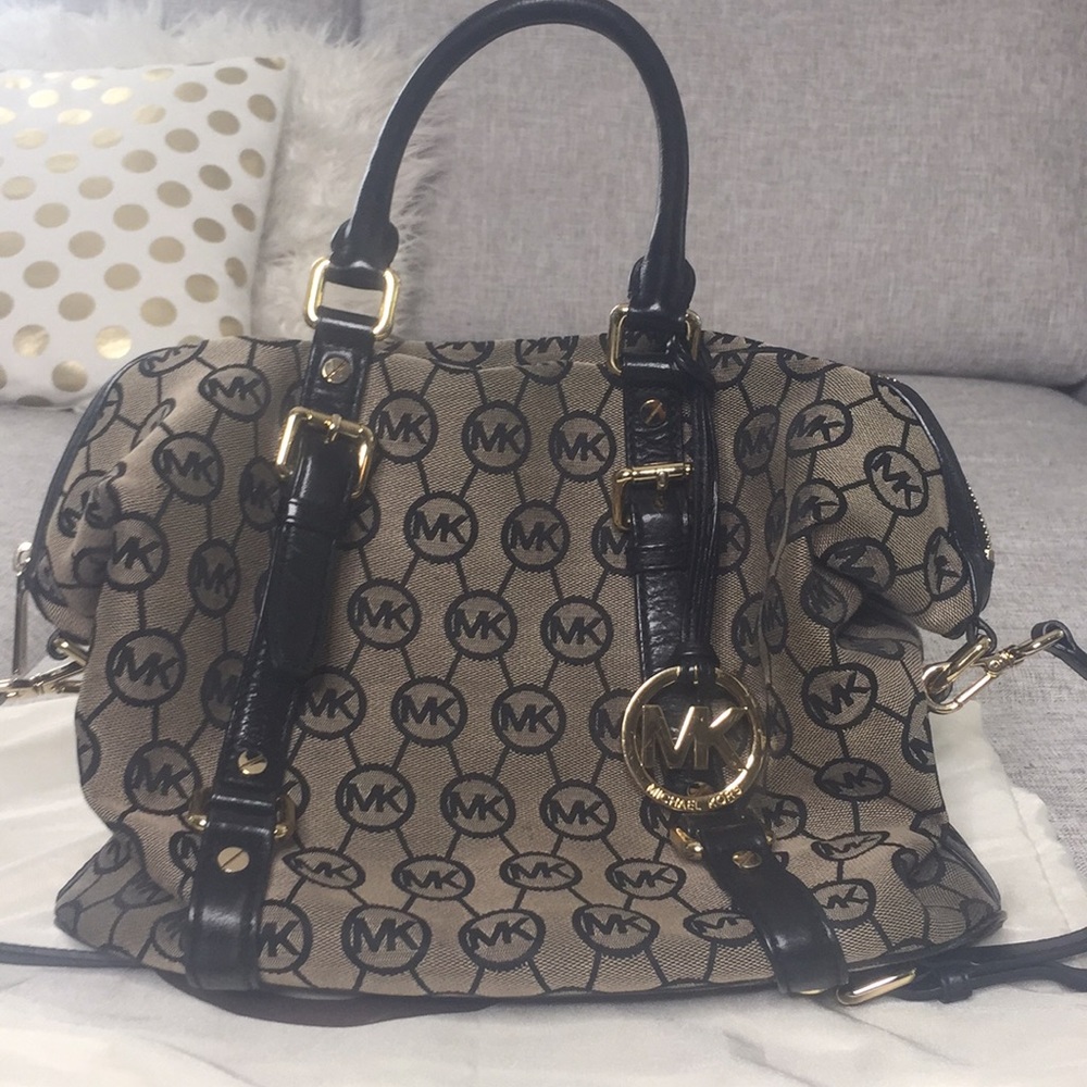 Michael Kors Black and Beige Satchel